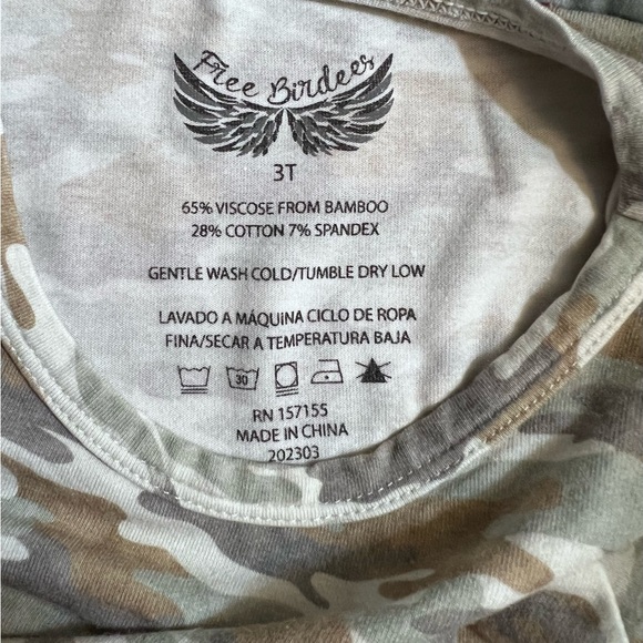 3T Free Birdees Tee Shirt Camo Toddler - Soft bamboo cotton - Picture 3 of 3